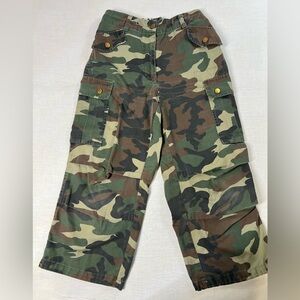 Riflessi Girls Teens Size Medium Green Camo Pants Camoflauge Joggers Cuff C-16